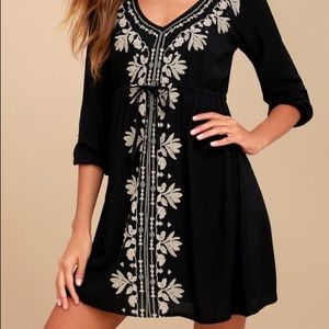 NWT O’Neill Mina Embroidered Black Dress